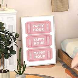 Yappy Hour Ticket Art Canvas Poster, Trendy Wall Art, Apartment Aesthetic Decor, Retro Home Printed Gift - thumbnail 3