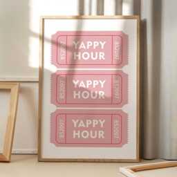 Yappy Hour Ticket Art Canvas Poster, Trendy Wall Art, Apartment Aesthetic Decor, Retro Home Printed Gift - thumbnail 1