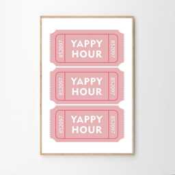 Yappy Hour Ticket Art Canvas Poster, Trendy Wall Art, Apartment Aesthetic Decor, Retro Home Printed Gift - thumbnail 2