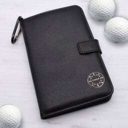 Black Poker Chip Design - Personalised Leatherette Golf Organiser Complete With Divot Repairer, Marker, Tees, Scorecard & Pencils