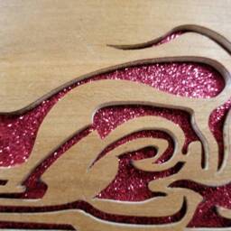 Hand Cut Flaming Chopper Wood Portrait - Motorcycle Art - thumbnail 4