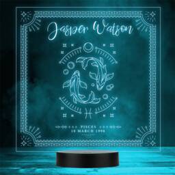 Zodiac Sign Pisces Date Of Birth Personalised Gift Colour Change Led Night Light