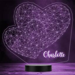 3D Style Love Hearts Personalised Gift Colour Changing Led Lamp Night Light - thumbnail 1