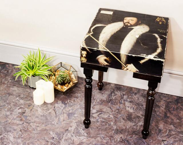 Chunky Square Wood Base Fluted Leg Artisan Crafted Thomas Wentworth Side Table - image 1