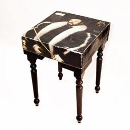 Chunky Square Wood Base Fluted Leg Artisan Crafted Thomas Wentworth Side Table - thumbnail 3