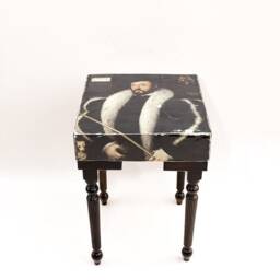 Chunky Square Wood Base Fluted Leg Artisan Crafted Thomas Wentworth Side Table - thumbnail 2