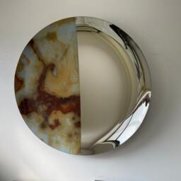 Hand-Crafted Marble Pattern Concave Mirror Space Age Decor - thumbnail 2