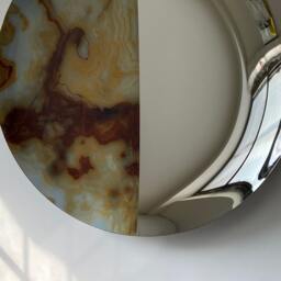 Hand-Crafted Marble Pattern Concave Mirror Space Age Decor - thumbnail 3
