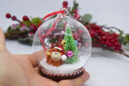 Handmade Highland Cow Ornament, Christmas Tree Decoration, Glass Bauble - thumbnail 1