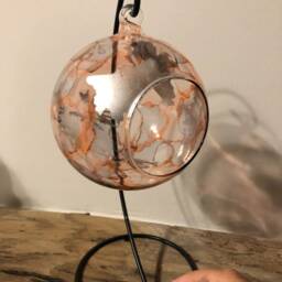 Pink Hand Painted Glass Tea Light Holder On Metal Stand. Home Decor, Birthday Gift. Christmas Gift, Stocking Filler, Gift For Her - thumbnail 2