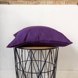 Deep Purple Linen Pillow Sham With Zipper - Dark Plum Pillow - Eggplant Colour Decorative Heavy - thumbnail 3