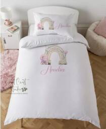 Personalised Girls Pink Dinosaur Pillow Case & Duvet Set - Bedroom Decor Bedding - thumbnail 1