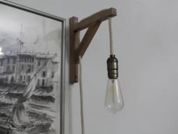 Rustic Wall Sconce Wood Lamp Lighting With Rope Light Fixture Handmade Wooden Walnut - thumbnail 1