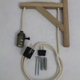 Rustic Wall Sconce Wood Lamp Lighting With Rope Light Fixture Handmade Wooden Walnut - thumbnail 4