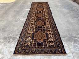 Elegant 2'10x9'7 Handmade Vintage Afghan Wool Runner Rug - Traditional Tribal Floral Design, Boho Hallway Carpet, Perfect Gift - thumbnail 1