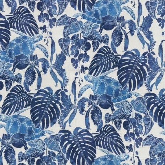 "Tortuga Bay Turtles Outdoor/Indoor Summer Pillow Cover. Blue & Cream.custom Sizes - 16""-26"