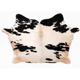Black & White Cowhide Rug Large Hair-On Leather Accent - 48x44 Inches - thumbnail 1
