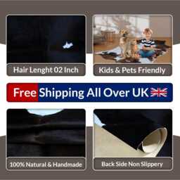 Black & White Cowhide Rug Large Hair-On Leather Accent - 48x44 Inches - thumbnail 4