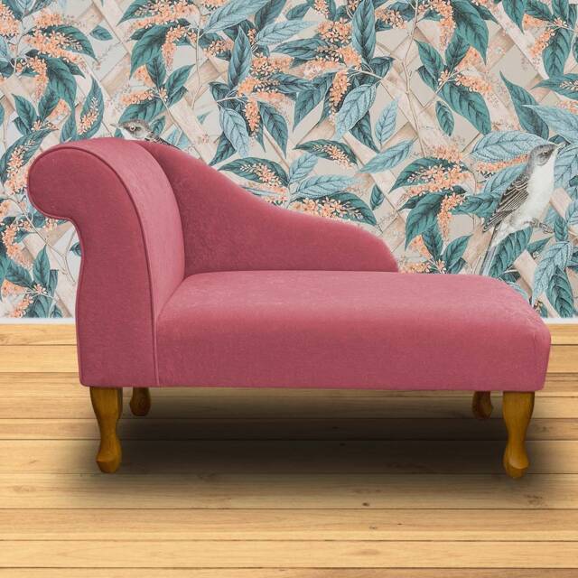 Handmade Mini Chaise Longue Plush Flamingo Pink Accent Sofa - 41 - image 1