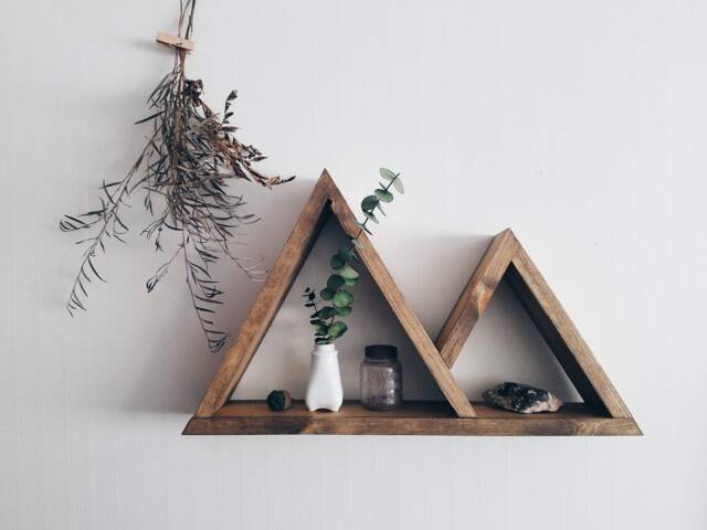 Mountain Shelf/Geometric Shelf, Triangle Essential Oil Mountain Wall Art, Crystal Nature Adventure, Travel - image 1