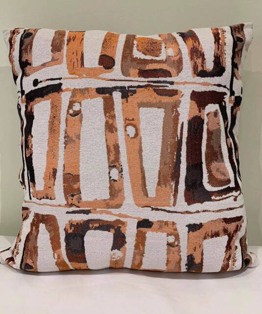 Handmade Cushion Cover Tapestry Orange Geometric - image 1