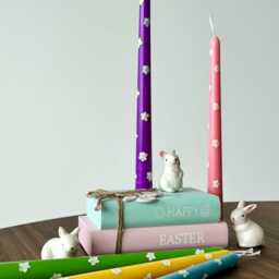 Hand-Poured Soy Wax Easter Taper Candles Floral Dinner Decor - thumbnail 2