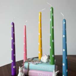 Hand-Poured Soy Wax Easter Taper Candles Floral Dinner Decor - thumbnail 3