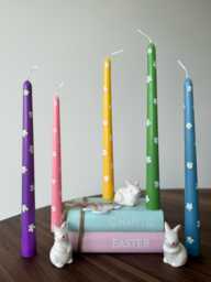 Hand-Poured Soy Wax Easter Taper Candles Floral Dinner Decor - thumbnail 1