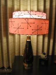 Mid Century Vintage Style 2 Tier Fiberglass Lamp Shade Modern Starburst Retro Pink - thumbnail 1