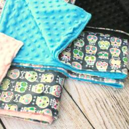 Sugar Skull Minky Baby Blanket - Shower Gift New Gender Neutral Soft Lovey Nursery Keepsake Wooby - thumbnail 4