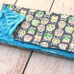 Sugar Skull Minky Baby Blanket - Shower Gift New Gender Neutral Soft Lovey Nursery Keepsake Wooby - thumbnail 3