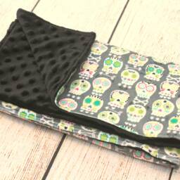 Sugar Skull Minky Baby Blanket - Shower Gift New Gender Neutral Soft Lovey Nursery Keepsake Wooby - thumbnail 2