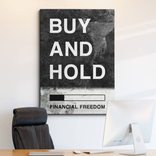 Buy & Hold Quote Financial Freedom Stock Market Trading Inspirational, Framed Canvas Wall Art Poster Print, Home Office & Room Decor, Gift - image 1