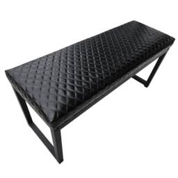 Diamond Stitched Leather & Steel Bench - Matte Black Frame With A Choice Of 3 Leathers - B Fpb