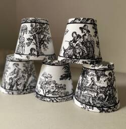 French Toile Chandelier Lampshades Black & White