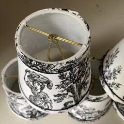 French Toile Chandelier Lampshades Black & White - thumbnail 4