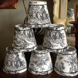 French Toile Chandelier Lampshades Black & White - thumbnail 2