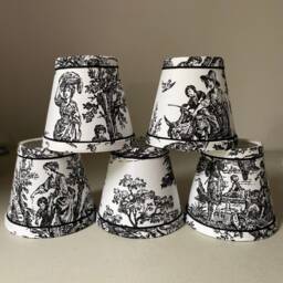 French Toile Chandelier Lampshades Black & White - thumbnail 3