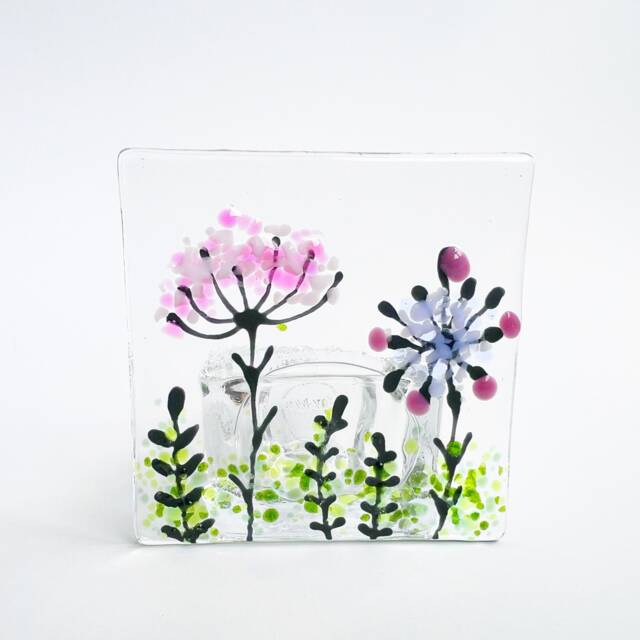 Wildflower Fused Glass Candle Holder