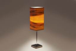 Table Lamp Made Of Red Gum Wood Veneer, Desk Light, Handmade Office Lamp, Linear 60S Design, Vintage Contemporary Lighting