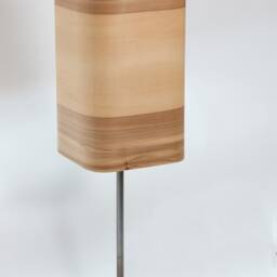 Table Lamp Made Of Red Gum Wood Veneer, Desk Light, Handmade Office Lamp, Linear 60S Design, Vintage Contemporary Lighting - thumbnail 3