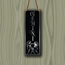 Gemini Zodiac Sign Wall Art Brushed Silver Hanging Plaque - thumbnail 2