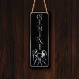 Gemini Zodiac Sign Wall Art Brushed Silver Hanging Plaque - thumbnail 3