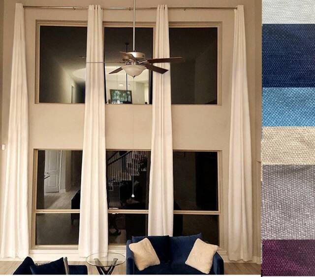 Extra Long Faux Velvet Curtain - 1 Panel With Grommet Top 8-24 Ft High/Tall Drape Custom Made Ikiriska - image 1