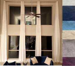 Extra Long Faux Velvet Curtain - 1 Panel With Grommet Top 8-24 Ft High/Tall Drape Custom Made Ikiriska - thumbnail 1