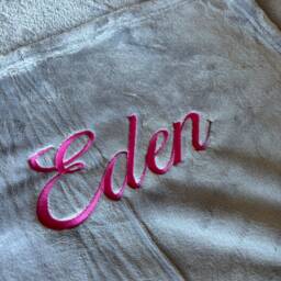 Personalised Embroidered Fleece Blanket, Custom Name & Date, Couples Anniversary Gift - thumbnail 3