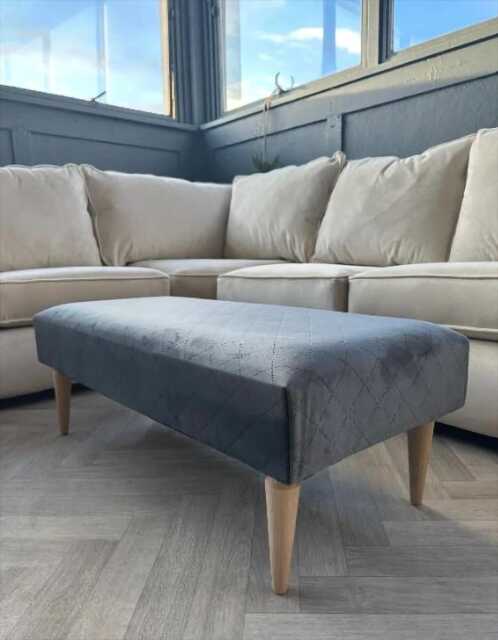 Premium Stitched Lid Pattern Footstool Ottoman Coffee Table Bench - Handcrafted Large High Quality Pouffe Footrest Made in UK - image 1