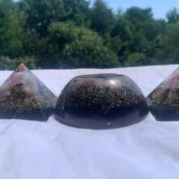 Orgone Pyramid Set, Copper & Quartz Crystal, Emf Protection - thumbnail 2