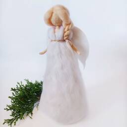 Christmas Angel Tree Topper Angel Felt Custom Xmas Ornament Waldorf Doll Big Small Gift - thumbnail 3