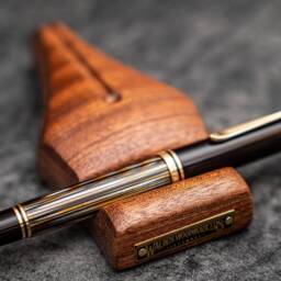 The Nib Rest Wooden Pen Stand - Mahogany Rest, Handmade Fountain Holder, Desk Organizer, Wood Display Stand, Decor Gift - thumbnail 3